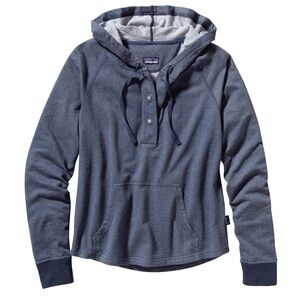 Patagonia Woman’s Ahnyo Heathered Navy Pullover Hoodie with Hood Medium